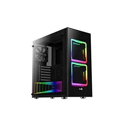 Aerocool TOR, PC-behuizing, ATX, gehard glas, 2 RGB-ventilatoren 14 cm, zwart Aerocool TOR, PC-behuizing, ATX, gehard glas, 2 RGB-ventilatoren 14 cm, zwart