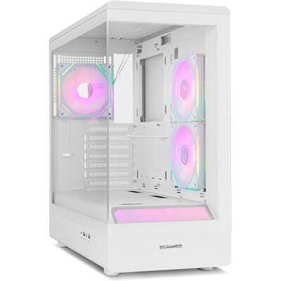 Xtreme HUMMER SIGNAL ATX-behuizing, M-ATX, ARGB Frameless gehard glas, GPU-houder tot 420 mm, magnetisch stoffilter, capaciteit voor 9 ventilatoren, 3 x 120 mm inbegrepen, wit Xtreme HUMMER SIGNAL ATX-behuizing, M-ATX, ARGB Frameless gehard glas, GPU-houder tot 420 mm, magnetisch stoffilter, capaciteit voor 9 ventilatoren, 3 x 120 mm inbegrepen, wit