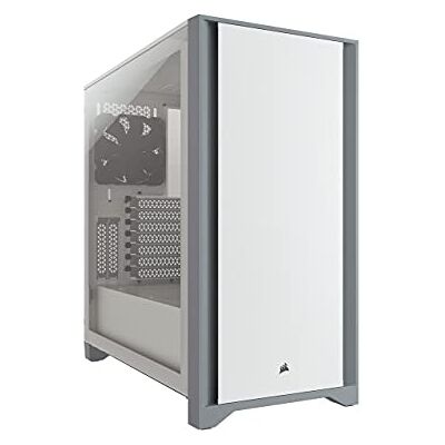 Corsair 4000D ATX-behuizing, middelgroot, van gehard glas (voorpaneel van massief staal, zijwand van gehard glas, snel-route-kabelmanagementsysteem, twee 120 mm ventilatoren inbegrepen), wit Corsair 4000D ATX-behuizing, middelgroot, van gehard glas (voorpaneel van massief staal, zijwand van gehard glas, snel-route-kabelmanagementsysteem, twee 120 mm ventilatoren inbegrepen), wit