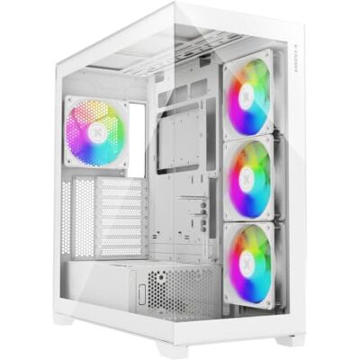Xilence X818.W.ARGB XILENT Gleam gaming-pc-behuizing, 4 x 140 mm ARGB ventilator, ATX Midi Tower Case, aquariumglaslook, met grafische kaarthouder, PWM/ARGB besturingskaart, voor Xilence X818.W.ARGB XILENT Gleam gaming-pc-behuizing, 4 x 140 mm ARGB ventilator, ATX Midi Tower Case, aquariumglaslook, met grafische kaarthouder, PWM/ARGB besturingskaart, voor