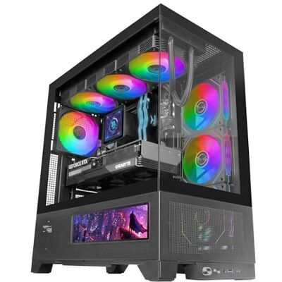 Mars Gaming MC-LCDX, ATX gaming-behuizing, geïntegreerd 9,16 inch IPS-display en HDMI-aansluiting, doorlopend gehard glas, Full Mesh onderpaneel, dubbele camera, ondersteuning vloeistofkoeling tot 360 Mars Gaming MC-LCDX, ATX gaming-behuizing, geïntegreerd 9,16 inch IPS-display en HDMI-aansluiting, doorlopend gehard glas, Full Mesh onderpaneel, dubbele camera, ondersteuning vloeistofkoeling tot 360