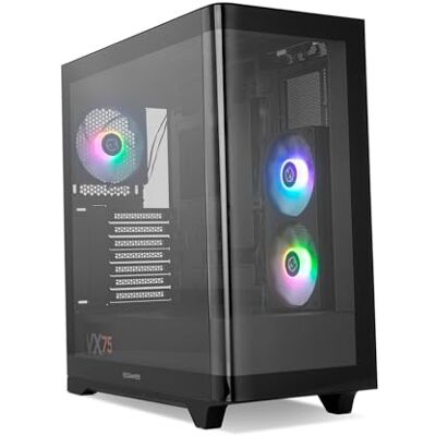 Xtreme HUMMER ETHER Medium Tower ATX M-ATX ITX, gebogen gehard glas, ruimte voor 9 ventilatoren, 3 x 120 mm ARGB PWM inbegrepen, USB-C en 3.0, magnetisch bovenfilter, zwart Xtreme HUMMER ETHER Medium Tower ATX M-ATX ITX, gebogen gehard glas, ruimte voor 9 ventilatoren, 3 x 120 mm ARGB PWM inbegrepen, USB-C en 3.0, magnetisch bovenfilter, zwart