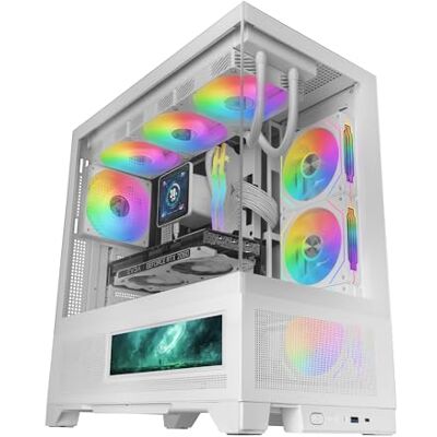 Mars Gaming MC-LCDX Gaming ATX-behuizing, geïntegreerd 9,16 inch IPS-scherm en HDMI-aansluiting, continu gehard glas, Full Mesh bodemplaat, dubbele camera, ondersteuning voor vloeistofkoeling tot 360 Mars Gaming MC-LCDX Gaming ATX-behuizing, geïntegreerd 9,16 inch IPS-scherm en HDMI-aansluiting, continu gehard glas, Full Mesh bodemplaat, dubbele camera, ondersteuning voor vloeistofkoeling tot 360