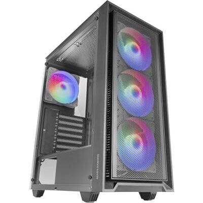 Mars Gaming MARSGAMING MC-AIR ATX Gaming behuizing, 4 x 120 mm FRGB regenboog ventilatoren, mesh frontpaneel, zijvenster van gehard glas, middelgrote toren met dubbele kamer, koelhouder Mars Gaming MARSGAMING MC-AIR ATX Gaming behuizing, 4 x 120 mm FRGB regenboog ventilatoren, mesh frontpaneel, zijvenster van gehard glas, middelgrote toren met dubbele kamer, koelhouder