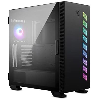 MSI MAG VAMPIRIC 300R Gaming-pc-behuizing voor middelgrote toren, zwart, 1 ARGB ventilator, 120 mm, synchronisatie, licht, mystiek, USB Type-C, paneel van gehard glas, E-ATX, ATX, mATX, Mini-ITX MSI MAG VAMPIRIC 300R Gaming-pc-behuizing voor middelgrote toren, zwart, 1 ARGB ventilator, 120 mm, synchronisatie, licht, mystiek, USB Type-C, paneel van gehard glas, E-ATX, ATX, mATX, Mini-ITX