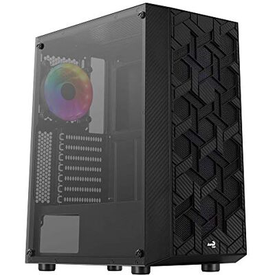 Aerocool HIVEBK PC-behuizing, ATX, 4 x FRGB-ventilator, rooster + gehard glas, zwart Aerocool HIVEBK PC-behuizing, ATX, 4 x FRGB-ventilator, rooster + gehard glas, zwart