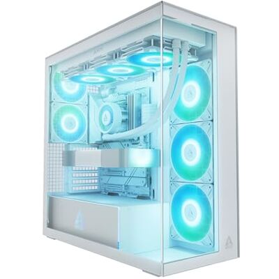Arctic Xtender (wit) – pc-behuizing, gehard panoramisch glas, houder voor radiatoren 2 x 420 mm, 5 vooraf geïnstalleerde A-RGB-ventilatoren – wit Arctic Xtender (wit) – pc-behuizing, gehard panoramisch glas, houder voor radiatoren 2 x 420 mm, 5 vooraf geïnstalleerde A-RGB-ventilatoren – wit