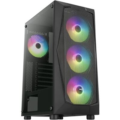 Aerocool FALCONV2BK, PC ATX-Behuizing, Mesh Voorpaneel, Getemperd Glas, 4 ARGB Ventilators 12cm, Zwart Aerocool FALCONV2BK, PC ATX-Behuizing, Mesh Voorpaneel, Getemperd Glas, 4 ARGB Ventilators 12cm, Zwart