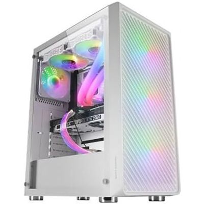 Mars Gaming MC-F Wit, Medium Tower Gaming ATX, venster van gehard glas, metalen mesh-front, 4 ARGB-ventilatoren 120 mm Mars Gaming MC-F Wit, Medium Tower Gaming ATX, venster van gehard glas, metalen mesh-front, 4 ARGB-ventilatoren 120 mm