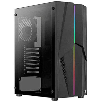 Aerocool MECHABK, PC-behuizing ATX, ARGB voor, gehard glas, ventilator 12 cm Aerocool MECHABK, PC-behuizing ATX, ARGB voor, gehard glas, ventilator 12 cm