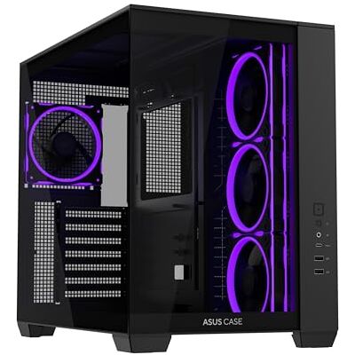 Asus A32 PLUS TG ARGB BLACK Case ATX met dubbele camera, ondersteunt 360 mm radiatoren en 420 mm grafische kaarten, 4 vooraf geïnstalleerde ARGB-ventilatoren, schoon kabelbeheer, design Asus A32 PLUS TG ARGB BLACK Case ATX met dubbele camera, ondersteunt 360 mm radiatoren en 420 mm grafische kaarten, 4 vooraf geïnstalleerde ARGB-ventilatoren, schoon kabelbeheer, design