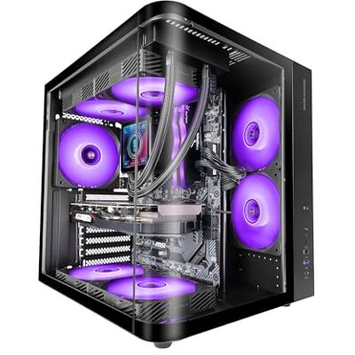 Mars Gaming MC-CURV, ATX gaming-behuizing, doorlopende drievoudige kromming van gehard glas aan de voor- en zijkant, dubbele kamerstructuur, compacte pc-middentoren met grote interne capaciteit, USB-C en Mars Gaming MC-CURV, ATX gaming-behuizing, doorlopende drievoudige kromming van gehard glas aan de voor- en zijkant, dubbele kamerstructuur, compacte pc-middentoren met grote interne capaciteit, USB-C en