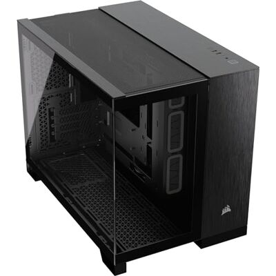 Corsair 2500 x mATX-behuizing met dubbele kamer Panoramisch gehard glas omgekeerde verbinding compatibel met moederbord geen ventilatoren inbegrepen zwart/obsidiaan aluminium Corsair 2500 x mATX-behuizing met dubbele kamer Panoramisch gehard glas omgekeerde verbinding compatibel met moederbord geen ventilatoren inbegrepen zwart/obsidiaan aluminium