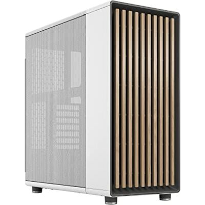 Fractal Design North Chalk White – Wood Oak Front – Mesh Side Panels – Twee 140 mm PWM-look fans inbegrepen – intuïtief interieur lay-out design – ATX Mid Tower PC Gaming Case Fractal Design North Chalk White – Wood Oak Front – Mesh Side Panels – Twee 140 mm PWM-look fans inbegrepen – intuïtief interieur lay-out design – ATX Mid Tower PC Gaming Case