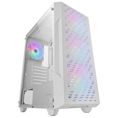 Mars Gaming MC-GEO ATX gaming-behuizing, 4 x 12 cm FRGB Rainbow ventilatoren, geometrisch frontpaneel van mesh, venster van gehard glas, PC midi-toren, dubbele kamer, ondersteunt Mars Gaming MC-GEO ATX gaming-behuizing, 4 x 12 cm FRGB Rainbow ventilatoren, geometrisch frontpaneel van mesh, venster van gehard glas, PC midi-toren, dubbele kamer, ondersteunt