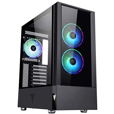 Itek , Vertibra Q210 Gaming Middle Tower ATX PC-behuizing, 3 x 12 cm ventilator, RGB rooster, instelbare afstandsbediening, 2 x USB 3, achterwand van gehard glas, zwart Itek , Vertibra Q210 Gaming Middle Tower ATX PC-behuizing, 3 x 12 cm ventilator, RGB rooster, instelbare afstandsbediening, 2 x USB 3, achterwand van gehard glas, zwart