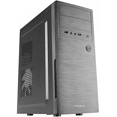 Tacens 2INITIOX PC-behuizing Mid Tower ATX, zijventilator 12 cm, voorkant gepolijst aluminium, staal, zwart Tacens 2INITIOX PC-behuizing Mid Tower ATX, zijventilator 12 cm, voorkant gepolijst aluminium, staal, zwart
