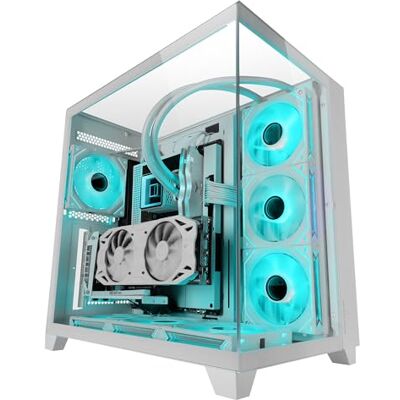 Mars Gaming MARSGAMING MC-3C, ATX-gaming-behuizing, 3D-panoramisch zicht met drievoudig gehard glas, ontwerp met dubbele zijkamer, volledige ondersteuning voor vloeistofkoeling, halftoren pc-kabelbeheer, wit Mars Gaming MARSGAMING MC-3C, ATX-gaming-behuizing, 3D-panoramisch zicht met drievoudig gehard glas, ontwerp met dubbele zijkamer, volledige ondersteuning voor vloeistofkoeling, halftoren pc-kabelbeheer, wit