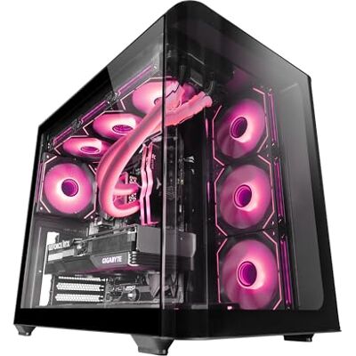 Mars Gaming MARSGAMING MC-Fusion, Gaming ATX-behuizing, compleet zijvenster en voorkant van gehard glas, continu gebogen, semi-toren PC dubbele slaapkamer, houder voor vloeistofkoeling, geoptimaliseerde binnenruimte, zwart Mars Gaming MARSGAMING MC-Fusion, Gaming ATX-behuizing, compleet zijvenster en voorkant van gehard glas, continu gebogen, semi-toren PC dubbele slaapkamer, houder voor vloeistofkoeling, geoptimaliseerde binnenruimte, zwart