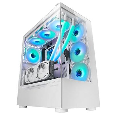 Mars Gaming MC-ULT, Aangepaste XXL E-ATX gaming-behuizing, dubbel 90º gehard glas zonder frame + zijdeur, vloeistofkoelhouder, pc-toren met dubbele verticale kamer, wit Mars Gaming MC-ULT, Aangepaste XXL E-ATX gaming-behuizing, dubbel 90º gehard glas zonder frame + zijdeur, vloeistofkoelhouder, pc-toren met dubbele verticale kamer, wit