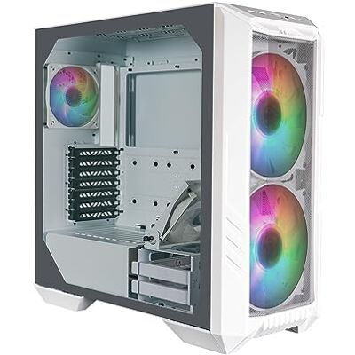 Cooler Master HAF 500 witte behuizing voor pc, 2 ventilatoren 200 mm ARGB voor hoge luchtstroom, GPU-ventilator 120 mm draaibaar, meerdere koelopties, plaat van gehard glas, wit Cooler Master HAF 500 witte behuizing voor pc, 2 ventilatoren 200 mm ARGB voor hoge luchtstroom, GPU-ventilator 120 mm draaibaar, meerdere koelopties, plaat van gehard glas, wit