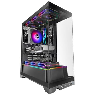 Mars Gaming MC- ATX gaming-behuizing, drievoudig continu gehard glas, frameloos, ARGB-verlichting aan de zijkant en voorkant, ontwerp met dubbele kamer, vloeistofkoelhouder tot 360 mm, zwart Mars Gaming MC- ATX gaming-behuizing, drievoudig continu gehard glas, frameloos, ARGB-verlichting aan de zijkant en voorkant, ontwerp met dubbele kamer, vloeistofkoelhouder tot 360 mm, zwart