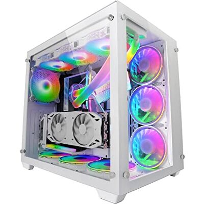 Mars Gaming MARSGAMING MCV3 wit, aangepaste XXL E-ATX, venster van gehard glas voor en zijkant, modulair frame met dubbele kamer Mars Gaming MARSGAMING MCV3 wit, aangepaste XXL E-ATX, venster van gehard glas voor en zijkant, modulair frame met dubbele kamer