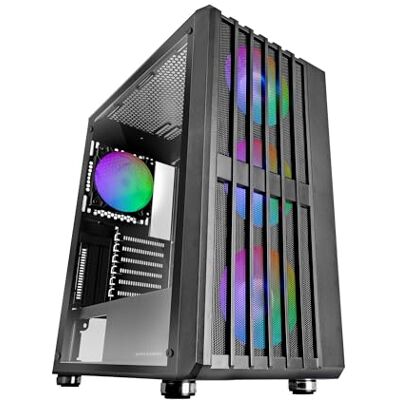 Mars Gaming MARSGAMING MC-Vault, Gaming ATX-behuizing, 4 x ARGB-ventilatoren 120 mm, frontpaneel van mesh met verticaal design, zijvenster van gehard glas, 3 x verticale PCI-sleuven, semi-toren pc, professioneel, zwart Mars Gaming MARSGAMING MC-Vault, Gaming ATX-behuizing, 4 x ARGB-ventilatoren 120 mm, frontpaneel van mesh met verticaal design, zijvenster van gehard glas, 3 x verticale PCI-sleuven, semi-toren pc, professioneel, zwart