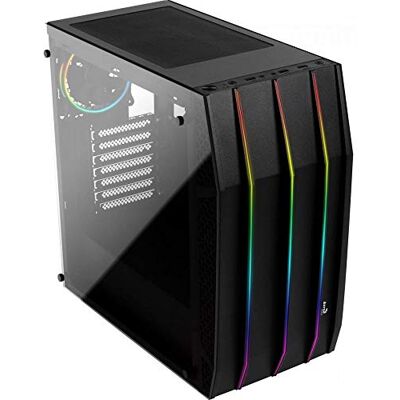 Aerocool KLAW, PC-behuizing, ATX, gehard glas, RGB-voorkant, 3 RGB-ventilatoren, zwart Aerocool KLAW, PC-behuizing, ATX, gehard glas, RGB-voorkant, 3 RGB-ventilatoren, zwart