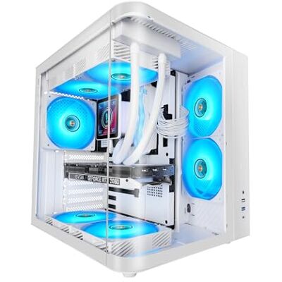 Mars Gaming MC-CURV, ATX gaming-behuizing, doorlopende drievoudige kromming van gehard glas aan de voor- en zijkant, dubbele kamerstructuur, compacte pc-middentoren met grote interne capaciteit, USB-C en Mars Gaming MC-CURV, ATX gaming-behuizing, doorlopende drievoudige kromming van gehard glas aan de voor- en zijkant, dubbele kamerstructuur, compacte pc-middentoren met grote interne capaciteit, USB-C en