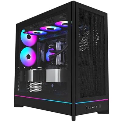 Montech HS01, ATX Mid-Tower PC Case, Gaming PC, High-Airflow, Omkeerbare lay-out, Mesh Front Panel, Sink-in Design, Toolless Panels, Zwart Montech HS01, ATX Mid-Tower PC Case, Gaming PC, High-Airflow, Omkeerbare lay-out, Mesh Front Panel, Sink-in Design, Toolless Panels, Zwart