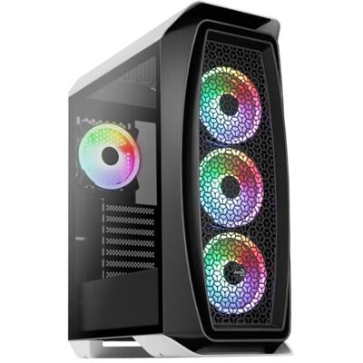 Aerocool AEROONEDUOWHV1 Gaming-behuizing, ATX, 4 ARGB-ventilatoren, gehard glas, wit Aerocool AEROONEDUOWHV1 Gaming-behuizing, ATX, 4 ARGB-ventilatoren, gehard glas, wit
