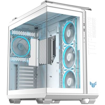 Asus TUF GAMING GT502 HORIZON TG ARGB WHITE, chassis met twee kamers met panoramisch design en glasplaat, 4 vooraf geïnstalleerde ARGB-ventilatoren, high-speed USB-C-poort, montage zonder gereedschap, wit Asus TUF GAMING GT502 HORIZON TG ARGB WHITE, chassis met twee kamers met panoramisch design en glasplaat, 4 vooraf geïnstalleerde ARGB-ventilatoren, high-speed USB-C-poort, montage zonder gereedschap, wit