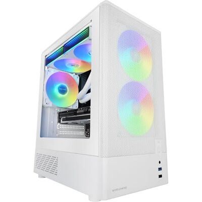 Mars Gaming MC-Onyx, MicroATX gaming-behuizing, metalen mesh-voorkant, zijvenster van gehard glas, 3 x ARGB FDB-ventilatoren, dubbele kamer, vloeistofkoeling tot 240 mm, wit Mars Gaming MC-Onyx, MicroATX gaming-behuizing, metalen mesh-voorkant, zijvenster van gehard glas, 3 x ARGB FDB-ventilatoren, dubbele kamer, vloeistofkoeling tot 240 mm, wit