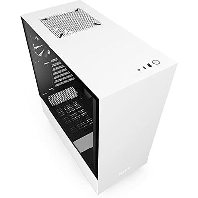 NZXT H510 Compact Mid Tower ATX Gaming PC behuizing, Front USB Type-C I/O Poort, Zijpaneel van gehard glas, compatibel met vloeistofkoeling, zwart/wit NZXT H510 Compact Mid Tower ATX Gaming PC behuizing, Front USB Type-C I/O Poort, Zijpaneel van gehard glas, compatibel met vloeistofkoeling, zwart/wit