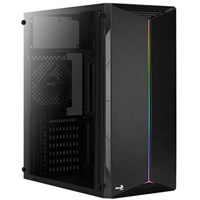 Aerocool Splitabk PC-gaming-behuizing, ATX-knipperlicht, LED, RGB, ventilator 12 cm, zwart Aerocool Splitabk PC-gaming-behuizing, ATX-knipperlicht, LED, RGB, ventilator 12 cm, zwart