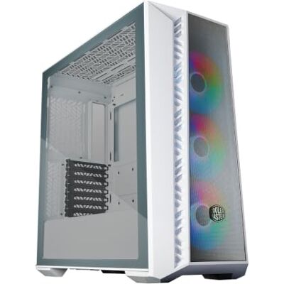 Cooler Master MasterBox 520 Mesh pc-behuizing, middelgroot, ATX, 3 x vooraf geïnstalleerde ventilatoren, configuratie van de luchtstroom, frontpaneel van mesh en zijkant van gehard glas Cooler Master MasterBox 520 Mesh pc-behuizing, middelgroot, ATX, 3 x vooraf geïnstalleerde ventilatoren, configuratie van de luchtstroom, frontpaneel van mesh en zijkant van gehard glas