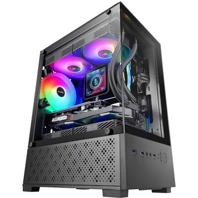 Mars Gaming MC-SE2 MicroATX gaming-behuizing van gehard glas, frameloze FRGB-ventilator, 120 mm FRGB-ventilator, dubbele kamerstructuur, compacte pc-behuizing met grote interne capaciteit, zwart Mars Gaming MC-SE2 MicroATX gaming-behuizing van gehard glas, frameloze FRGB-ventilator, 120 mm FRGB-ventilator, dubbele kamerstructuur, compacte pc-behuizing met grote interne capaciteit, zwart