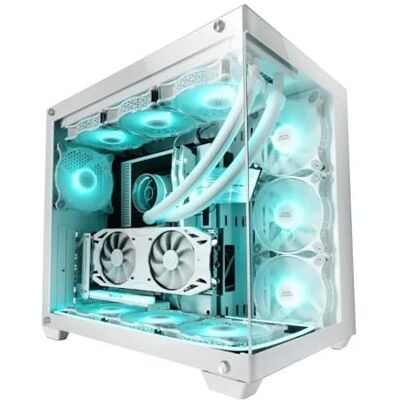 Mars Gaming MARSGAMING MCV4 wit, aangepaste XXL E-ATX, raam gehard glas voor en zijkant zonder frame, modulaire structuur met dubbele kamer Mars Gaming MARSGAMING MCV4 wit, aangepaste XXL E-ATX, raam gehard glas voor en zijkant zonder frame, modulaire structuur met dubbele kamer