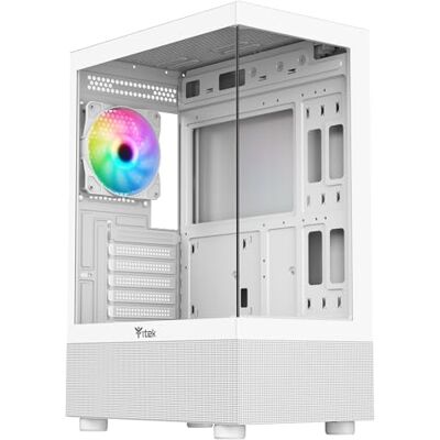 Itek Case SHOWBUI 33W speeltoren ATX, 12 cm ARGB fan, zij- en frontpaneel Temp Glass, White Edition Itek Case SHOWBUI 33W speeltoren ATX, 12 cm ARGB fan, zij- en frontpaneel Temp Glass, White Edition