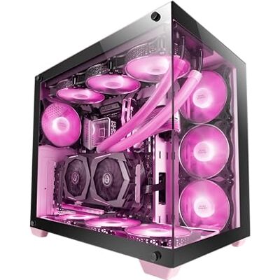 Mars Gaming MCV4 Roze, Custom XXL E-ATX, venster van gehard glas voor en zijkant zonder frame, modulaire structuur met dubbele kamer Mars Gaming MCV4 Roze, Custom XXL E-ATX, venster van gehard glas voor en zijkant zonder frame, modulaire structuur met dubbele kamer