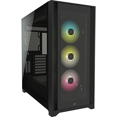 Corsair iCUE 5000X RGB mid-tower aangesloten behuizing van gehard glas (vier panelen van gehard glas, RapidRoute-kabelsysteem, drie 120 mm RGB-ventilatoren inbegrepen, slimme verlichting), zwart Corsair iCUE 5000X RGB mid-tower aangesloten behuizing van gehard glas (vier panelen van gehard glas, RapidRoute-kabelsysteem, drie 120 mm RGB-ventilatoren inbegrepen, slimme verlichting), zwart