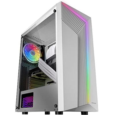 Mars Gaming MC-X7 Wit, PC Gaming ATX Geval, ARGB Front, 12cm RGB Fan, Volledig Zijraam Mars Gaming MC-X7 Wit, PC Gaming ATX Geval, ARGB Front, 12cm RGB Fan, Volledig Zijraam