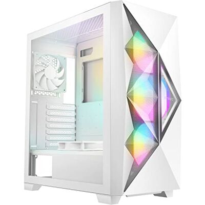 Antec DF800 Flux gaming-behuizing met glazen venster, ATX, 5 ventilatoren (3 ARGB voor), geometrisch mesh en spiegelvoorkant, led-bedieningsknop, wit Antec DF800 Flux gaming-behuizing met glazen venster, ATX, 5 ventilatoren (3 ARGB voor), geometrisch mesh en spiegelvoorkant, led-bedieningsknop, wit