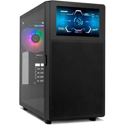 Xtreme HUMMER BIOS Semitower ATX M-ATX ITX, 8 inch LCD-display, personaliseerbaar metalen frontpaneel, voorkant van gehard glas, ruimte voor 11 ventilatoren, USB-C en 3.0, zwart Xtreme HUMMER BIOS Semitower ATX M-ATX ITX, 8 inch LCD-display, personaliseerbaar metalen frontpaneel, voorkant van gehard glas, ruimte voor 11 ventilatoren, USB-C en 3.0, zwart