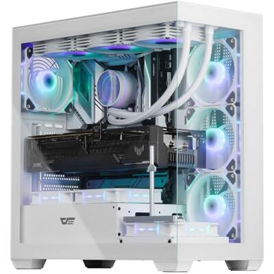darkFlash ATX Mid-Tower PC-behuizing, Vooraf Geïnstalleerde PWM-ventilatoren, Full View Glas Gaming PC Case, ondersteunt tot 360 mm AIO (DS900) (4 PWM ARGB-ventilatoren, wit) darkFlash ATX Mid-Tower PC-behuizing, Vooraf Geïnstalleerde PWM-ventilatoren, Full View Glas Gaming PC Case, ondersteunt tot 360 mm AIO (DS900) (4 PWM ARGB-ventilatoren, wit)