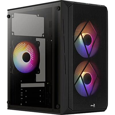 Aerocool CS107 V2, MicroATX- PC-behuizing, zijvenster, 3 x 120 mm FRGB-ventilator, CS107V2, zwart, Eén maat Aerocool CS107 V2, MicroATX- PC-behuizing, zijvenster, 3 x 120 mm FRGB-ventilator, CS107V2, zwart, Eén maat