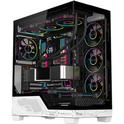 Itek NEBRALUX 01 Gaming Case ATX Tower met 4 ARGB-ventilatoren van 12 cm inbegrepen, USB-C, 2 x USB 3.0 en voor- en zijpanelen van donker gehard glas Itek NEBRALUX 01 Gaming Case ATX Tower met 4 ARGB-ventilatoren van 12 cm inbegrepen, USB-C, 2 x USB 3.0 en voor- en zijpanelen van donker gehard glas