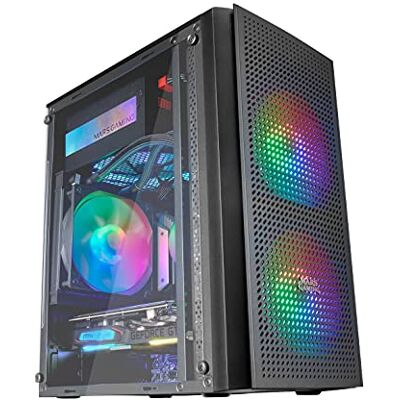 Mars Gaming MC300 pc-behuizing Micro ATX, gehard glas, front mesh, 3 FRGB-ventilatoren, zwart Mars Gaming MC300 pc-behuizing Micro ATX, gehard glas, front mesh, 3 FRGB-ventilatoren, zwart