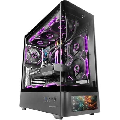 Mars Gaming MC-LCDPRO, ATX-gaming-behuizing, 7,2 inch IPS LCD-display, personaliseerbaar, gehard glas voor en zijkant, dubbele kamerstructuur, houder voor vloeistofkoeling tot 360 mm, zwart Mars Gaming MC-LCDPRO, ATX-gaming-behuizing, 7,2 inch IPS LCD-display, personaliseerbaar, gehard glas voor en zijkant, dubbele kamerstructuur, houder voor vloeistofkoeling tot 360 mm, zwart